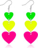 Neon Heart Earrings for Women Acrylic Neon Earrings 80s 90s Outfit for Women Glow Party Accessories Gifts Hot Pink Orange Green Yellow - 3 heart-neon-hook