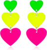 Neon Heart Earrings for Women Acrylic Neon Earrings 80s 90s Outfit for Women Glow Party Accessories Gifts Hot Pink Orange Green Yellow - 3 heart-neon