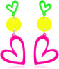 Neon Heart Earrings for Women Acrylic Neon Earrings 80s 90s Outfit for Women Glow Party Accessories Gifts Hot Pink Orange Green Yellow - 80s-Hot Pink