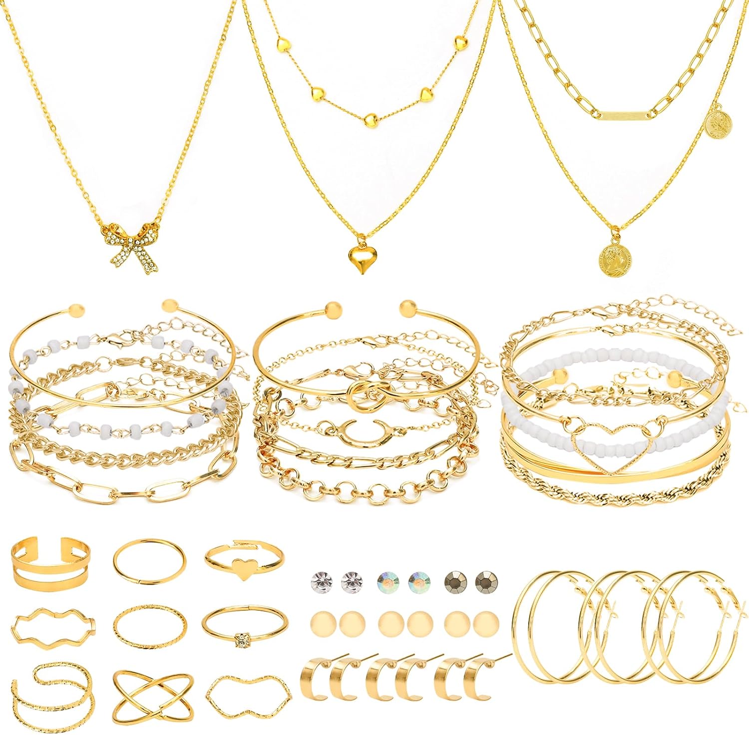 49 Pcs Gold Jewelry Set for Women Bohemian Jewelry - main view