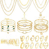 49 Pcs Gold Jewelry Set for Women Bohemian Jewelry - Light Gold