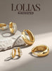 Small 14K Gold Plated Chunky Hoop Earrings for Women Silver Earrings Set Huggie Hoops Earring Stacks for Multiple Piercing Jewelry Lightweight 3Pairs - view 3
