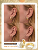 Small 14K Gold Plated Chunky Hoop Earrings for Women Silver Earrings Set Huggie Hoops Earring Stacks for Multiple Piercing Jewelry Lightweight 3Pairs - view 4