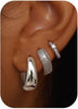 Small 14K Gold Plated Chunky Hoop Earrings for Women Silver Earrings Set Huggie 