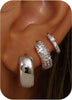 Small 14K Gold Plated Chunky Hoop Earrings for Women Silver Earrings Set Huggie 