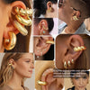 Chunky Gold Ear Cuffs for Women, Non Piercing Cartilage Earrings - view 7