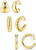3Pairs Clip on Earrings for Women Trendy Chunky Hoops Fake Earrings - main view