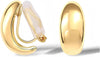 Clip On Earrings, Gold Silver Chunky Gold Small Huggie Hoops Clip-On Earrings for Women Trendy Non-Pierced Ears Lightweight Teen - main view