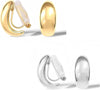 Clip On Earrings, Gold Silver Chunky Gold Small Huggie Hoops Clip-On Earrings for Women Trendy Non-Pierced Ears Lightweight Teen - Gold and Silver
