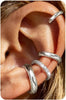 4Pairs 14K Gold Plated Ear Cuff Earrings for Women Non Piercing Jewelry - Mid Silver Tone-Chunky
