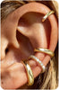 4Pairs 14K Gold Plated Ear Cuff Earrings for Women Non Piercing Jewelry - 18K Gold Tone-Chunky