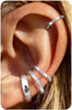 4Pairs 14K Gold Plated Ear Cuff Earrings for Women Non Piercing Jewelry - Silver Plated Tone