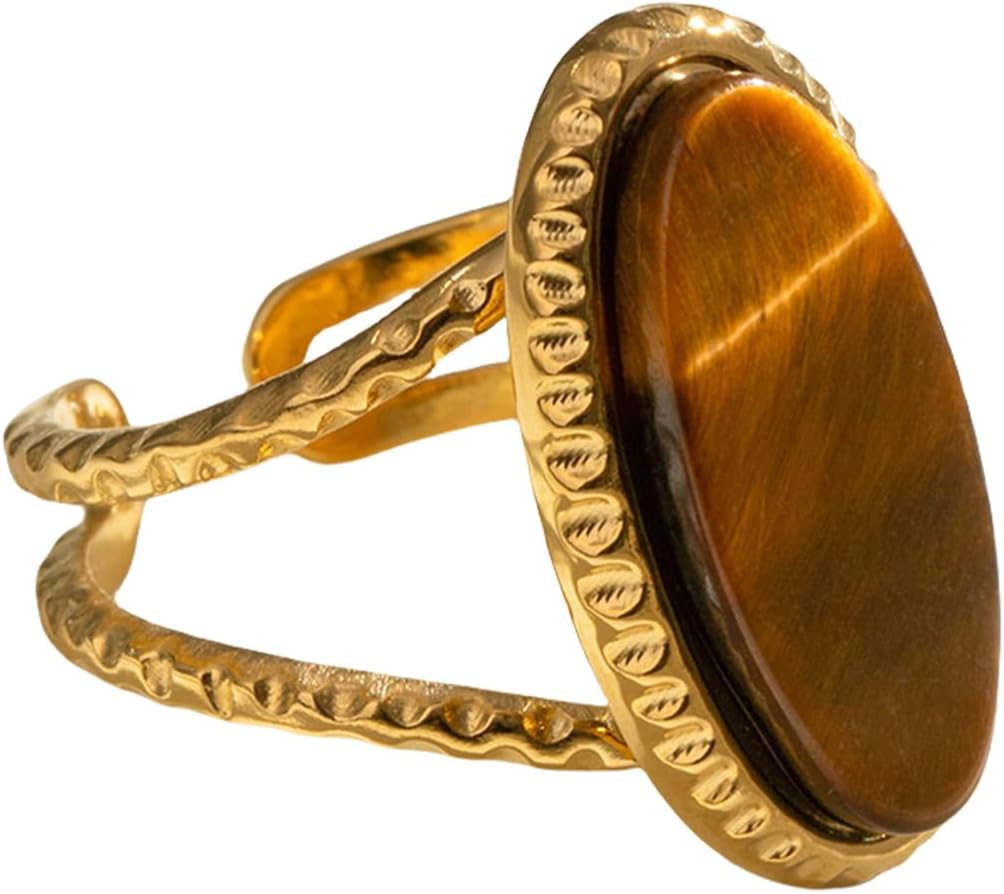 Geometric Oval Statement Ring for Women Open Band Wrap Finger Rings - main view