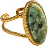 Geometric Oval Statement Ring for Women Open Band Wrap Finger Rings - Green