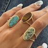 Geometric Oval Statement Ring for Women Open Band Wrap Finger Rings - view 2
