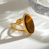Geometric Oval Statement Ring for Women Open Band Wrap Finger Rings - view 4