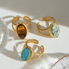 Geometric Oval Statement Ring for Women Open Band Wrap Finger Rings - view 5