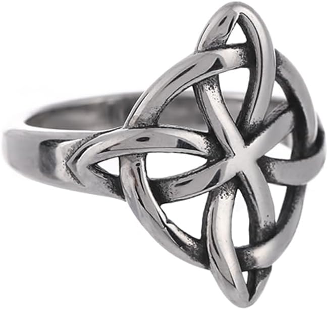 Witches Knot Ring, Stainless Steel Rings with Witch Knot, Celtic Jewelry for Women - main view