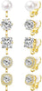 Cubic Zirconia Clip on Earrings - Women Comfortable Non Pierced Stud Earrings for Wedding and Dance Competitions, Clip-on Earrings Silver Gold - Gold