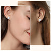 Cubic Zirconia Clip on Earrings - Women Comfortable Non Pierced Stud Earrings for Wedding and Dance Competitions, Clip-on Earrings Silver Gold - view 5