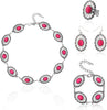4 PCS Western Turquoise Jewelry for Women Boho Vintage Navajo Pearl Necklace Earring Bracelet Ring Set Country Cowgirl Accessories for Gift - L-Magenta