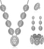 4 PCS Western Turquoise Jewelry for Women Boho Vintage Navajo Pearl Necklace Earring Bracelet Ring Set Country Cowgirl Accessories for Gift - S-Silver