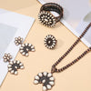 4 PCS Western Turquoise Jewelry for Women Boho Vintage Navajo Pearl Necklace Earring Bracelet Ring Set Country Cowgirl Accessories for Gift - view 3