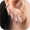 Small Gold Huggie Hoop Earrings Set for Women Stackable - 5 Pairs-Silver-6mm 8mm 10mm 12mm 14mm