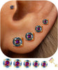 5 Pairs 14K Gold Plated Stud Earrings for Women, CZ Multiple Piercing Set