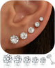 5 Pairs 14K Gold Plated Stud Earrings for Women, CZ Multiple Piercing Set