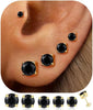 5 Pairs 14K Gold Plated Stud Earrings for Women, CZ Multiple Piercing Set
