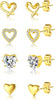 5 Pairs 14K Gold Plated Stud Earrings for Women, CZ Multiple Piercing Set