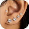 5 Pairs 14K Gold Plated Stud Earrings for Women, CZ Multiple Piercing Set