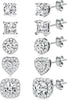 5 Pairs 14K Gold Plated Stud Earrings for Women, CZ Multiple Piercing Set