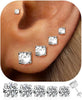 5 Pairs 14K Gold Plated Stud Earrings for Women, CZ Multiple Piercing Set