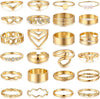 25 Pcs Gold Stackable Ring Set for Women, Chunky Knuckle Finger Midi Rings, Silver Simple Stacking Cute Rings Pack Trendy Stuff Jewelry Gift - main view