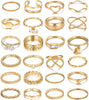 25 Pcs Gold Stackable Ring Set for Women, Chunky Knuckle Finger Midi Rings, Silver Simple Stacking Cute Rings Pack Trendy Stuff Jewelry Gift - 24 Gold pearl heart rings