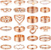 25 Pcs Gold Stackable Ring Set for Women, Chunky Knuckle Finger Midi Rings, Silver Simple Stacking Cute Rings Pack Trendy Stuff Jewelry Gift - 25 Rose gold chunky rings