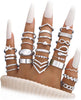 25 Pcs Gold Stackable Ring Set for Women, Chunky Knuckle Finger Midi Rings, Silver Simple Stacking Cute Rings Pack Trendy Stuff Jewelry Gift - 25 Silver chunky-size 4-8.5