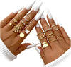 25 Pcs Gold Stackable Ring Set for Women, Chunky Knuckle Finger Midi Rings, Silver Simple Stacking Cute Rings Pack Trendy Stuff Jewelry Gift - 24 Gold leaf-size 6-9