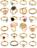 25 Pcs Gold Stackable Ring Set for Women, Chunky Knuckle Finger Midi Rings, Silver Simple Stacking Cute Rings Pack Trendy Stuff Jewelry Gift - 24 Small gem rings-size 1.2-7.4