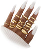 25 Pcs Gold Stackable Ring Set for Women, Chunky Knuckle Finger Midi Rings, Silver Simple Stacking Cute Rings Pack Trendy Stuff Jewelry Gift - 12 Chunky gold rings