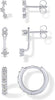 18K Gold Plated 3 Pairs Earrings for Women, Stud Huggie Piercing Set - main view