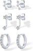 18K Gold Plated 3 Pairs Earrings for Women, Stud Huggie Piercing Set - view 4