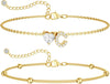 Initial Heart Diamond Anklets for Women - Gold C
