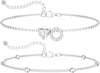 Initial Heart Diamond Anklets for Women - Silver O