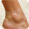 Initial Heart Diamond Anklets for Women - Silver R