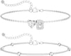Initial Heart Diamond Anklets for Women - Silver B