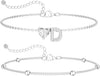 Initial Heart Diamond Anklets for Women - Silver D
