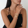 Gold Bracelets Set for Women with 14K Gold Plated Sterling Silver Chunky Cuff Bracelet Stackable Gold Bangles Bracelet - view 2